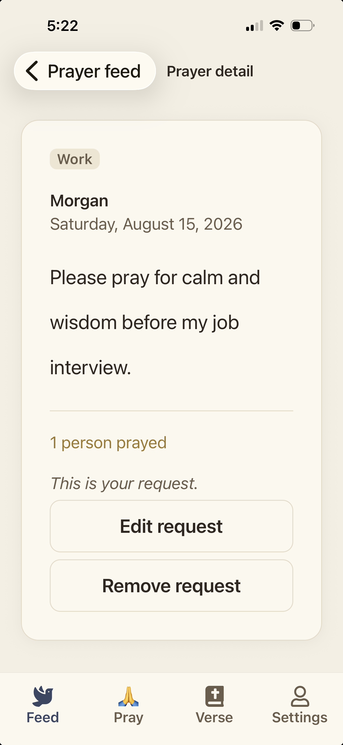 Prayer detail